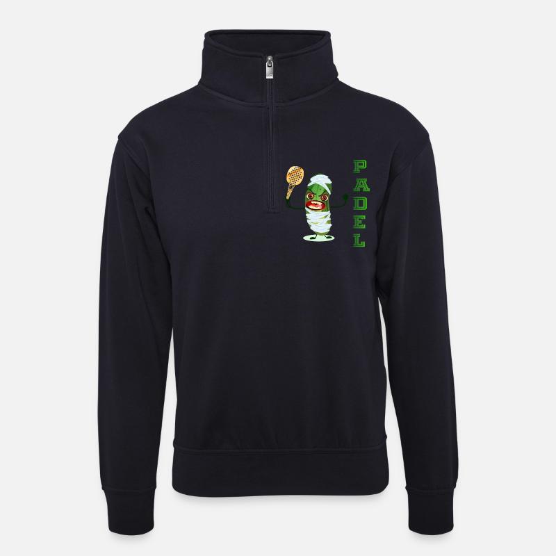 HALLOWEEN GURKE PADEL - Unisex Pullover mit Zip-Kragen - Dunkelnavy
