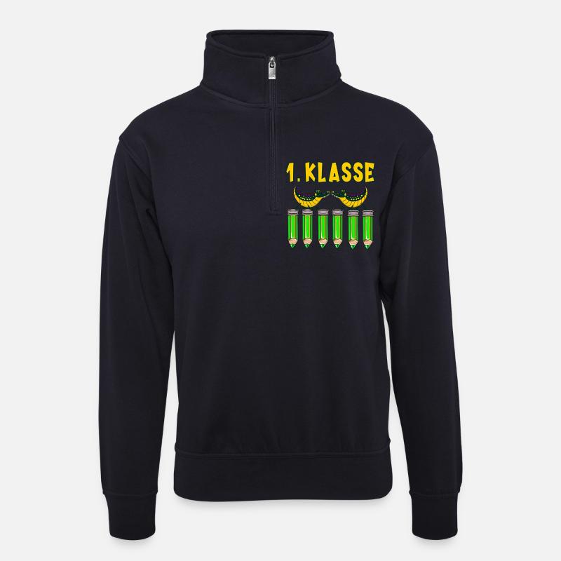 Einschulung 1. Klasse Alligatoren - Unisex Pullover mit Zip-Kragen - Dunkelnavy