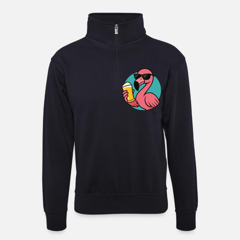 Tropical Drunkbird - Unisex Pullover mit Zip-Kragen - Dunkelnavy