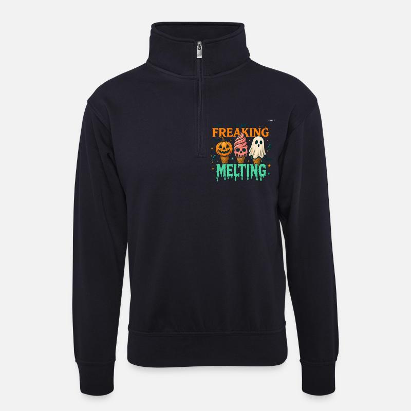 Halloween Eiscreme Grusel Design - Unisex Pullover mit Zip-Kragen - Dunkelnavy