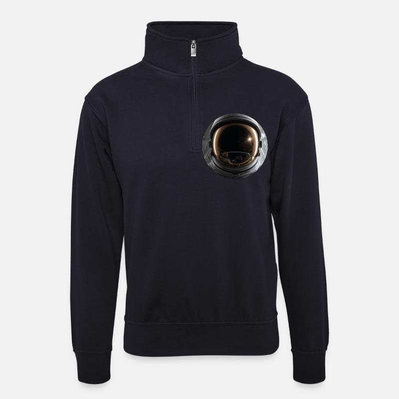 Weltraum-Astronauten Design - Unisex Pullover mit Zip-Kragen - Dunkelnavy