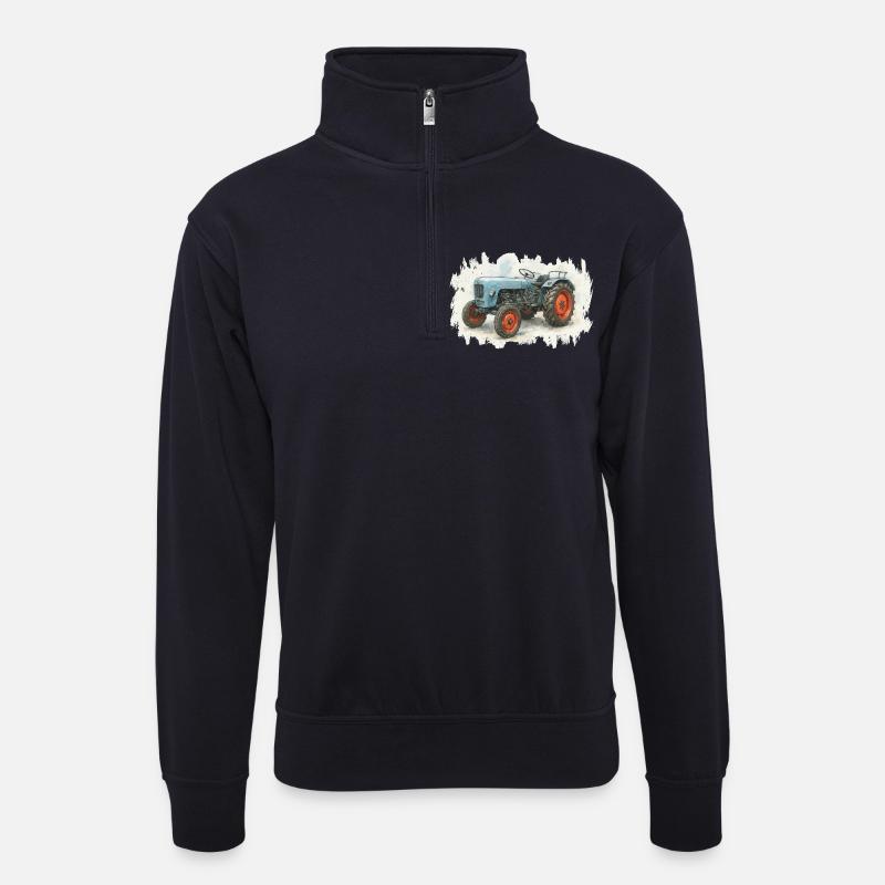 Königstraktor - Unisex Pullover mit Zip-Kragen - Dunkelnavy
