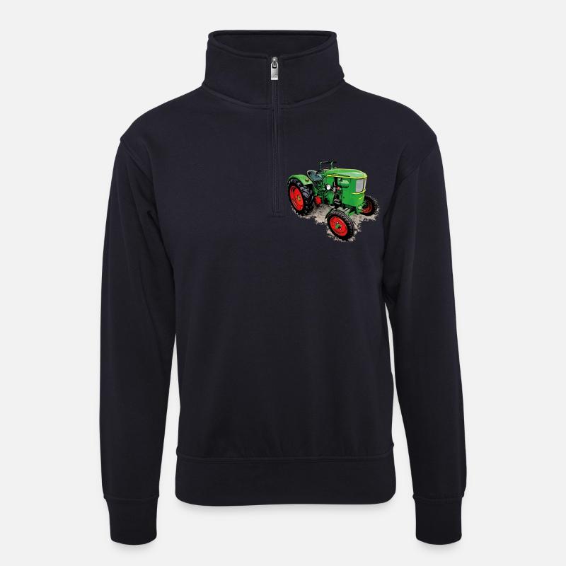 Legendärer Traktor Klassiker - Unisex Pullover mit Zip-Kragen - Dunkelnavy