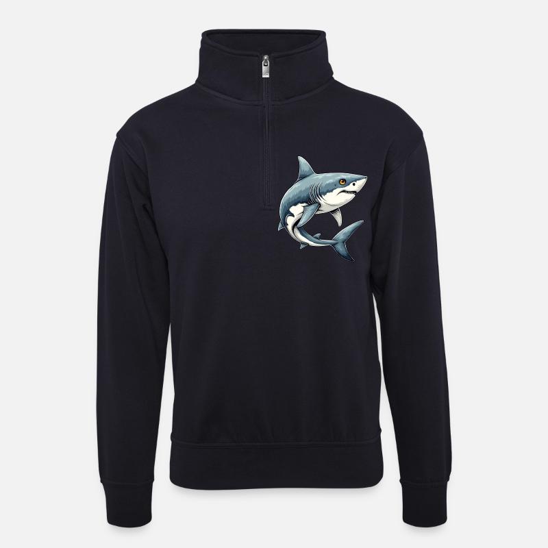 Hai - Unisex Pullover mit Zip-Kragen - Dunkelnavy