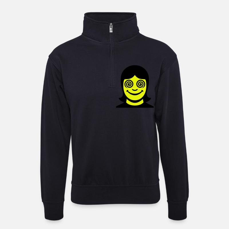 Hypno Face - Unisex Pullover mit Zip-Kragen - Dunkelnavy