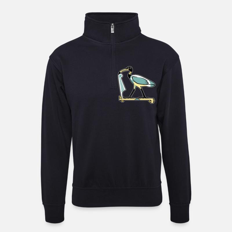 THOTH, ägyptisches Symbol - Unisex Pullover mit Zip-Kragen - Dunkelnavy