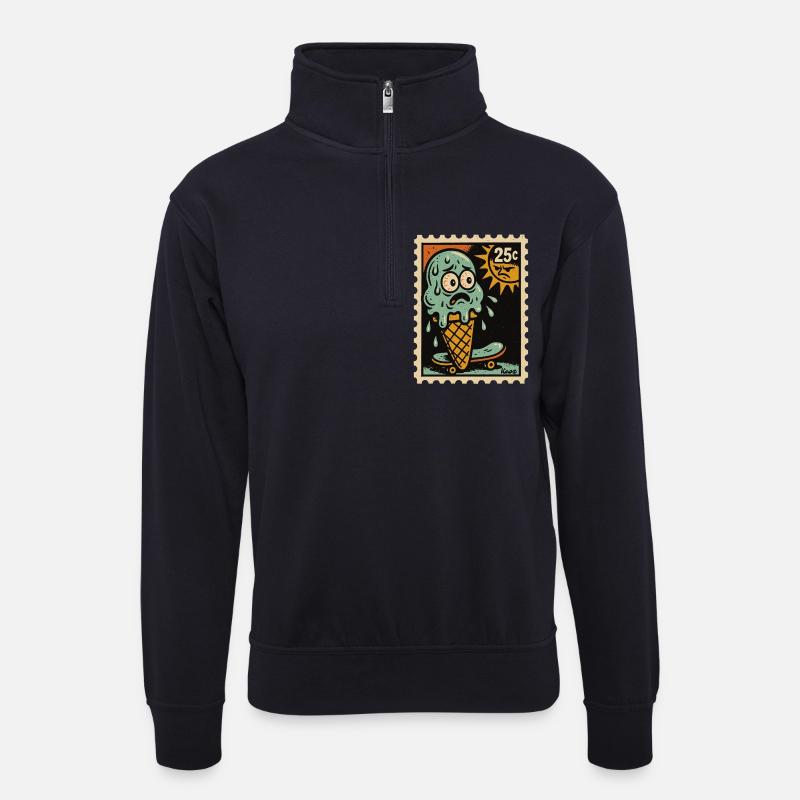 Melancholisches Eis und Sonnenstempel - Unisex Pullover mit Zip-Kragen - Dunkelnavy