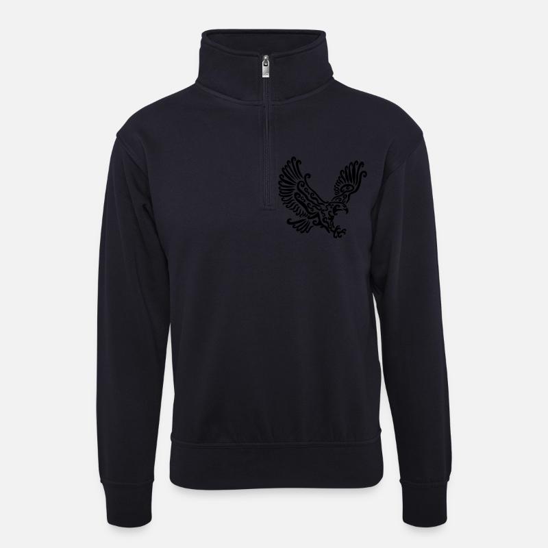Schwarzer Adler - Unisex Pullover mit Zip-Kragen - Dunkelnavy