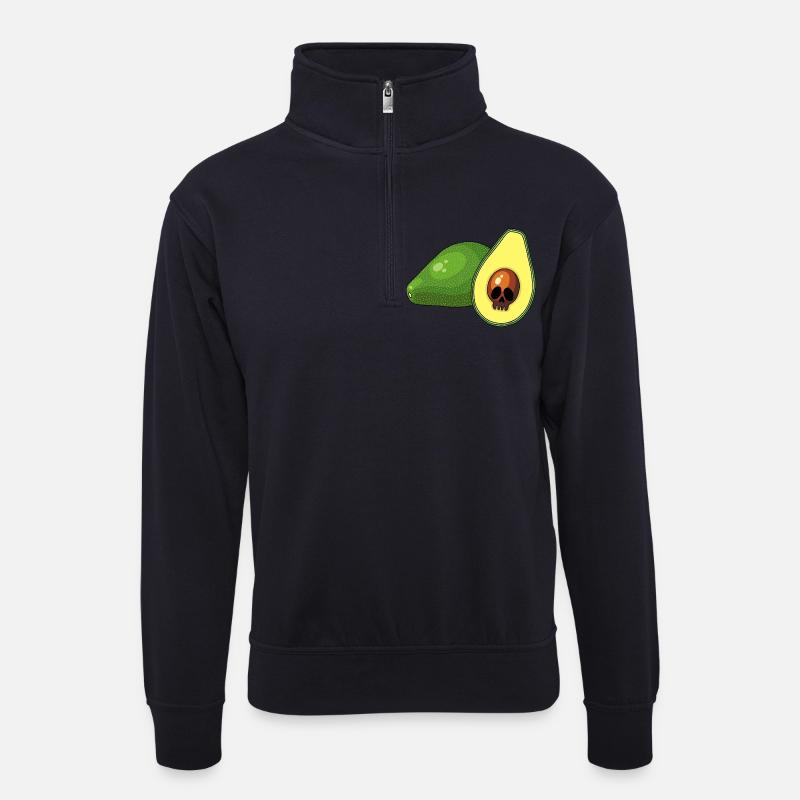 Avocado-Schädel - Unisex Pullover mit Zip-Kragen - Dunkelnavy