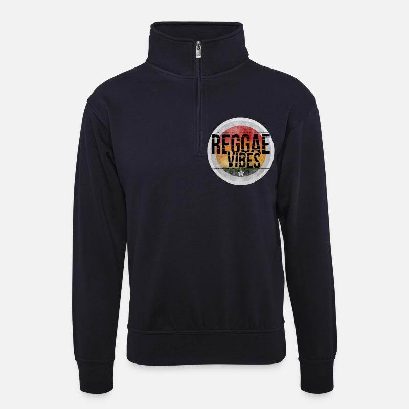 Reggae Vibes Retro Design - Unisex Pullover mit Zip-Kragen - Dunkelnavy