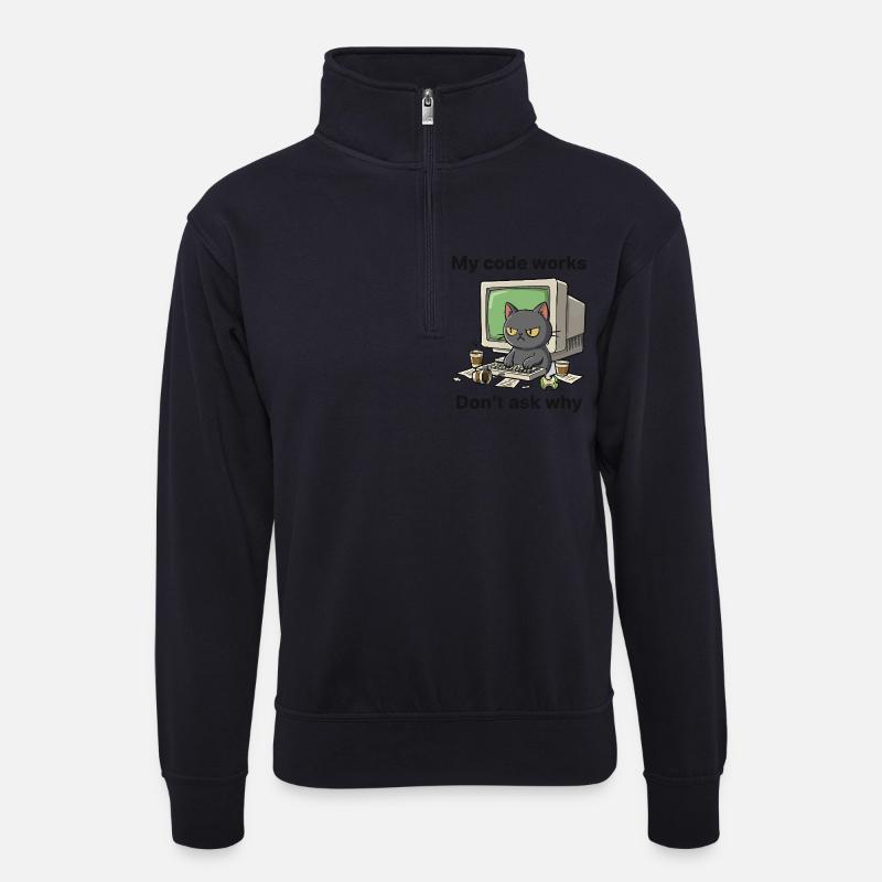 Mein Code funktioniert Frag nicht warum - Unisex Pullover mit Zip-Kragen - Dunkelnavy