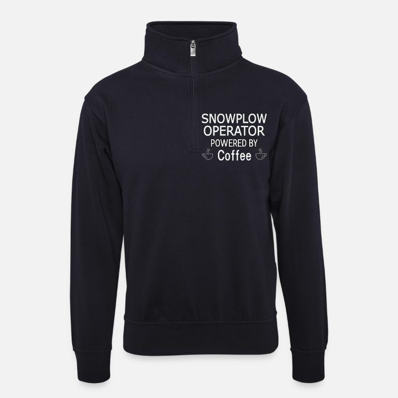 Snowplow Operator Powered Coffee Schneepflugfahrer - Unisex Pullover mit Zip-Kragen - Dunkelnavy