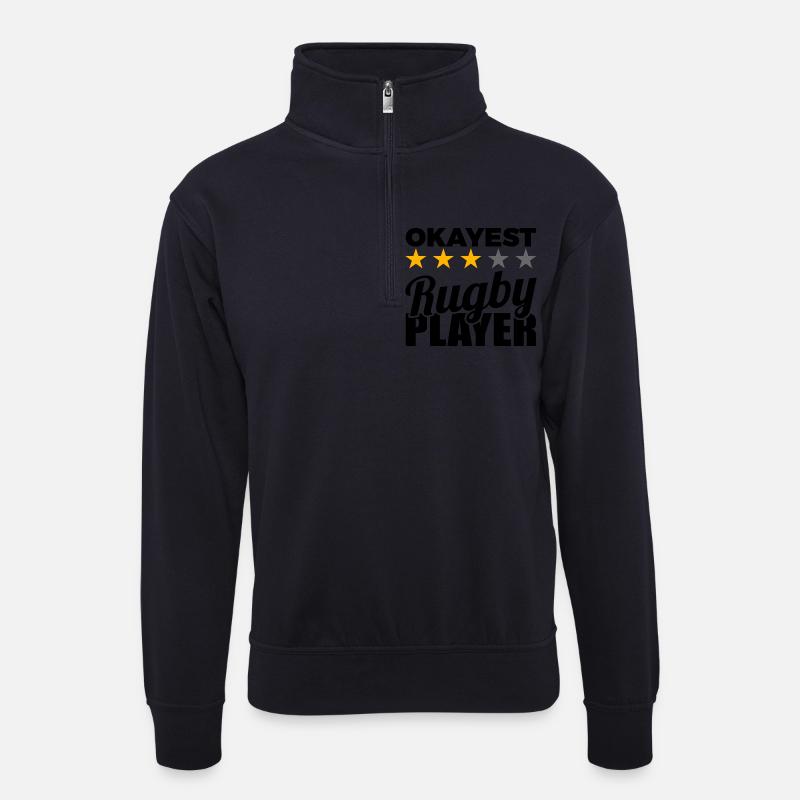 Rugby Player - Unisex sweater with zip collar - dark navy