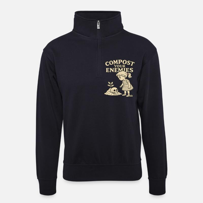 Kompostiere deine Feinde - Unisex Pullover mit Zip-Kragen - Dunkelnavy