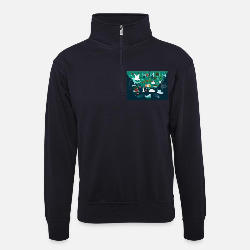 Südnorwegen Souvenir  - Unisex Pullover mit Zip-Kragen - Dunkelnavy