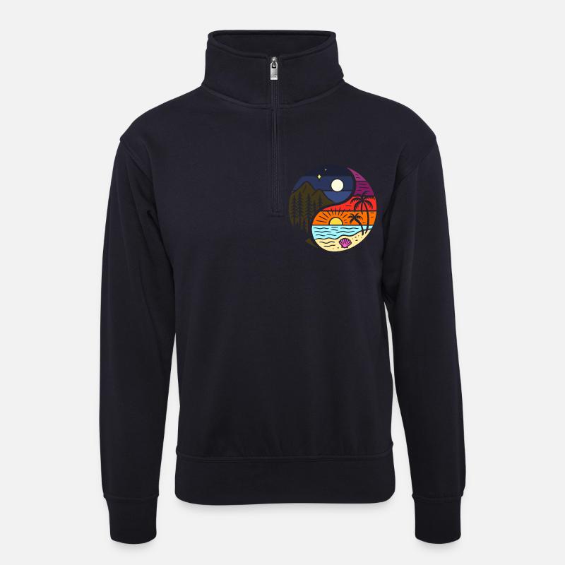 Yin Yang nature love - Unisex Pullover mit Zip-Kragen - Dunkelnavy