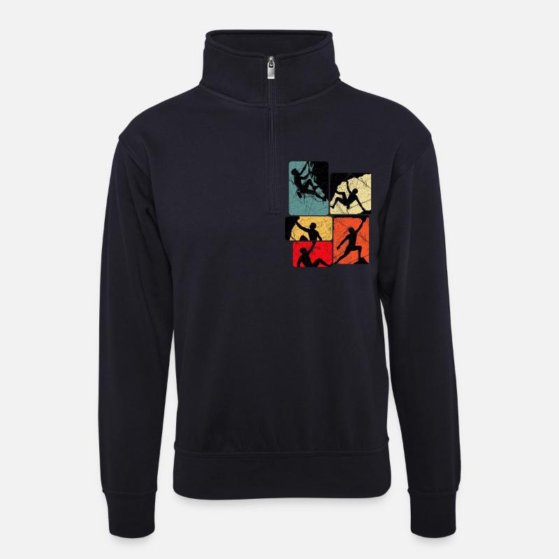 Klettern Bouldern Bergsteiger Kletterer Boulder - Unisex Pullover mit Zip-Kragen - Dunkelnavy