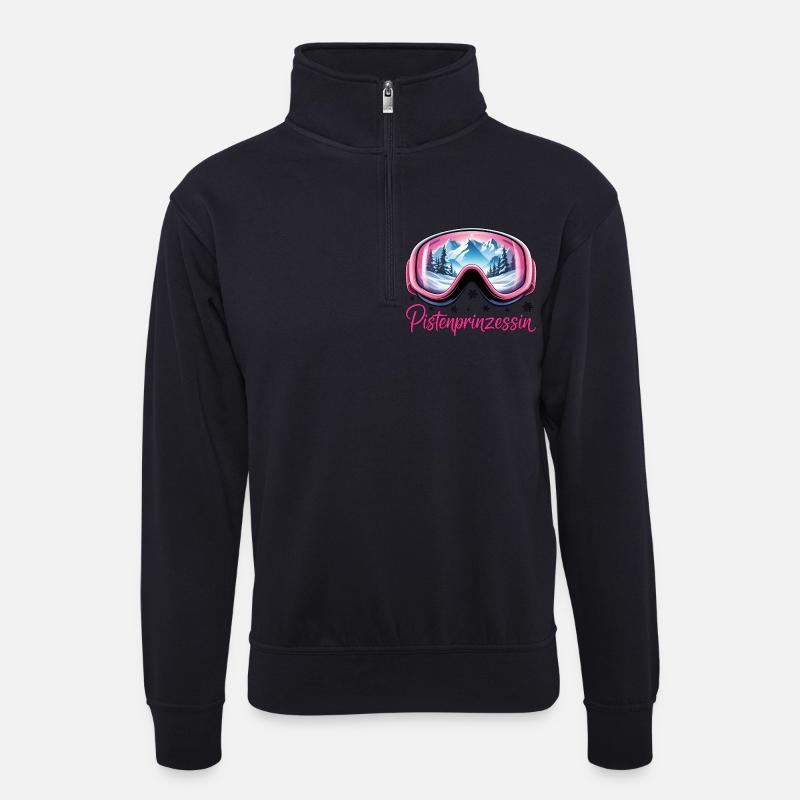 Pistenprinzessin - Unisex Pullover mit Zip-Kragen - Dunkelnavy