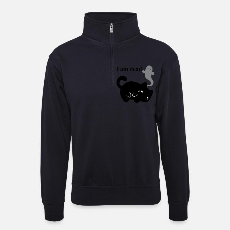 Ich bin tot - Unisex Pullover mit Zip-Kragen - Dunkelnavy