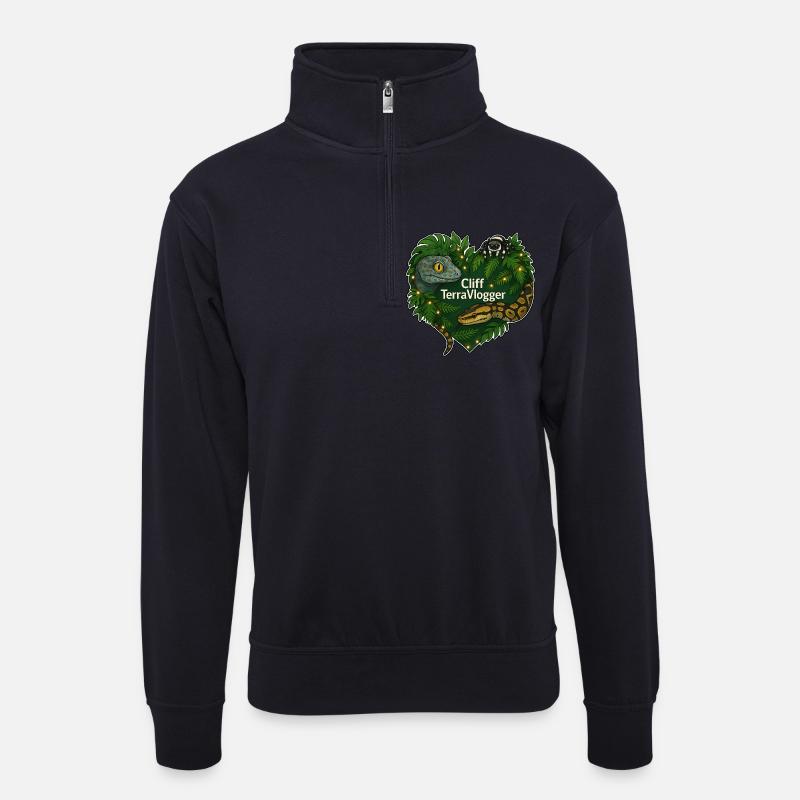 Cliff TerraVlogger Dschungel Herz - Unisex Pullover mit Zip-Kragen - Dunkelnavy