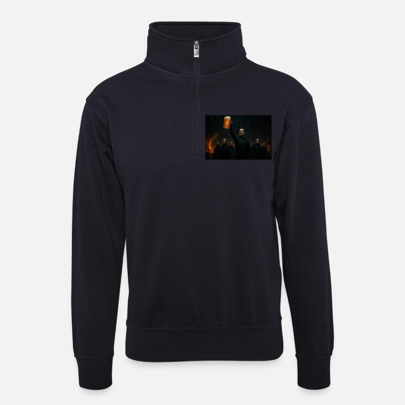 Was trinken wir? - Unisex Pullover mit Zip-Kragen - Dunkelnavy