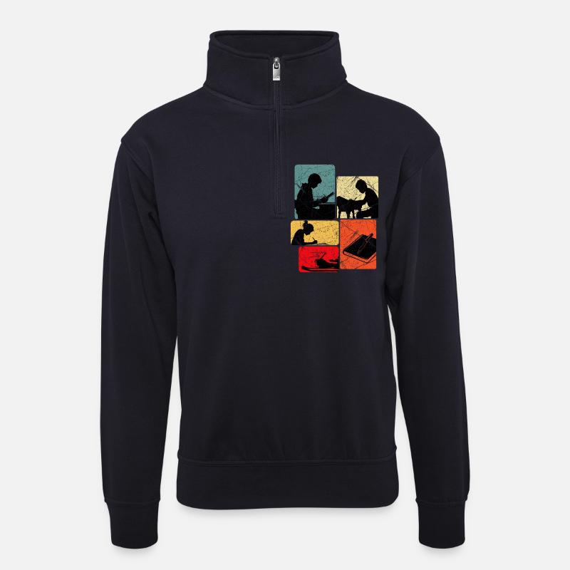 Writer Author Writer Writing Gift - Unisex sweater with zip collar - dark navy