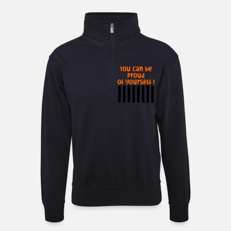 MOTIVATION BEING PROUD - Unisex Pullover mit Zip-Kragen - Dunkelnavy