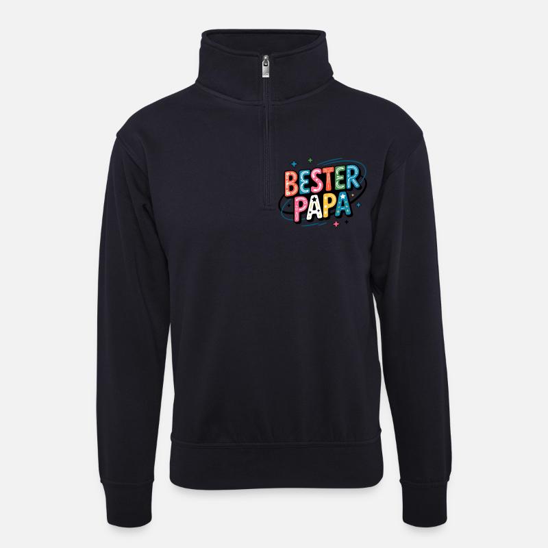 Bester Papa – Bunt und Verspielt - Unisex Pullover mit Zip-Kragen - Dunkelnavy