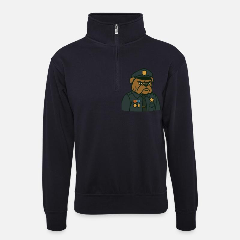 Bulldogge Offizier Abzeichen T-Shirt - Unisex Pullover mit Zip-Kragen - Dunkelnavy