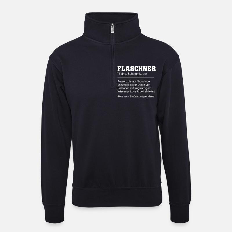 Flaschner lustige Definition - Unisex Pullover mit Zip-Kragen - Dunkelnavy