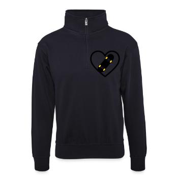 Skateboard Herz Sport Street Leidenschaft - Unisex Pullover mit Zip-Kragen - Dunkelnavy - Vorne