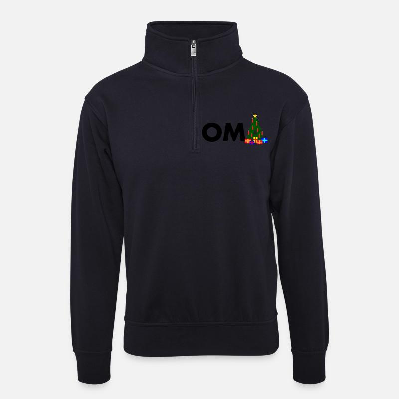 Oma Weihnachtsbaum - Unisex Pullover mit Zip-Kragen - Dunkelnavy