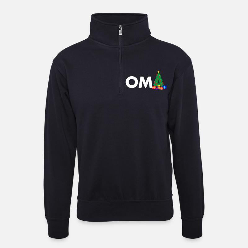 Oma Weihnachtsbaum - Unisex Pullover mit Zip-Kragen - Dunkelnavy