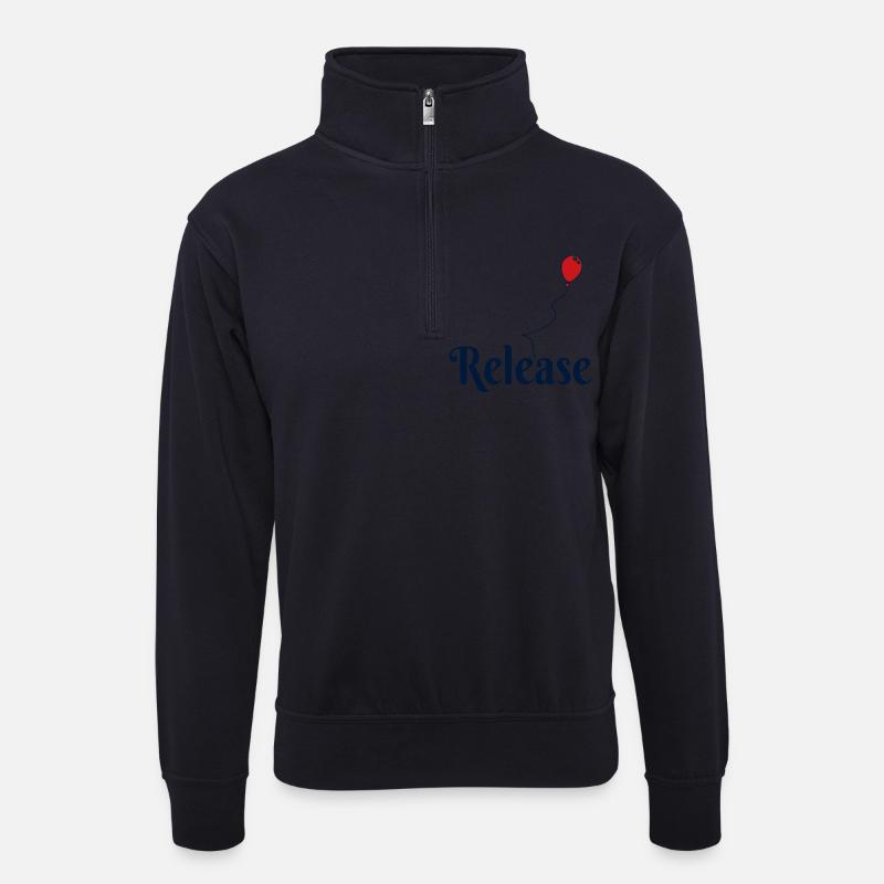 Release Loslassen Luftballon - Unisex Pullover mit Zip-Kragen - Dunkelnavy