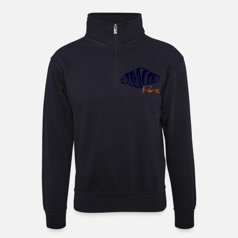 Croissants Paris - Unisex Pullover mit Zip-Kragen - Dunkelnavy