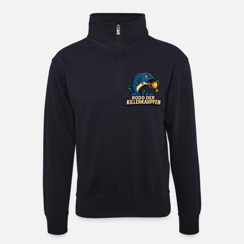 Killerkarpfen Siegersieg Motiv - Unisex Pullover mit Zip-Kragen - Dunkelnavy
