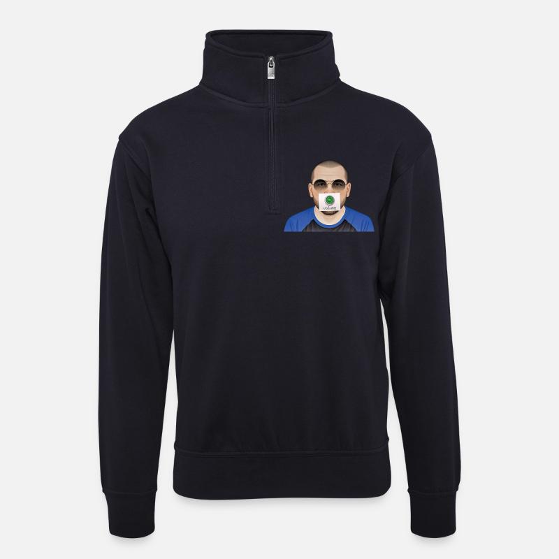SOUND MAN – nette Leute - Unisex Pullover mit Zip-Kragen - Dunkelnavy