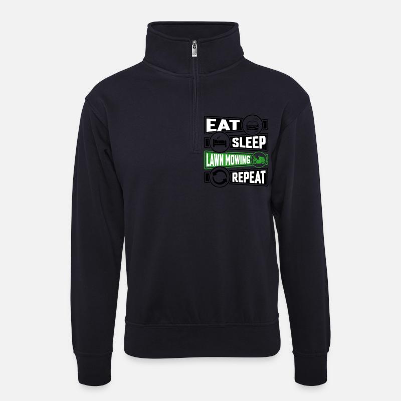 Eat Sleep Lawn Mowing Repeat - Unisex Pullover mit Zip-Kragen - Dunkelnavy