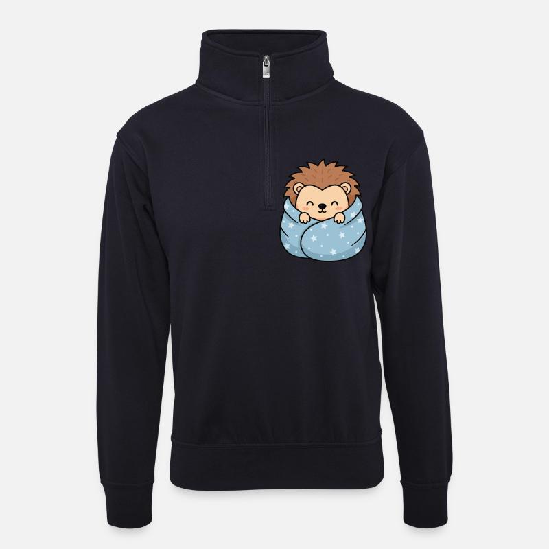 Sternen-Igel Kuscheln - Unisex Pullover mit Zip-Kragen - Dunkelnavy