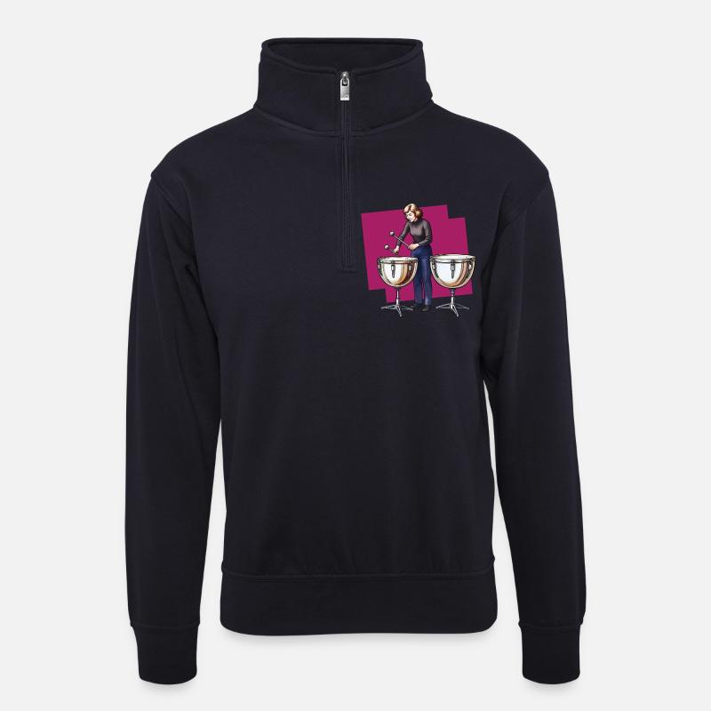 SCHLAGZEUGER #2 – Klang & Bild - Unisex Pullover mit Zip-Kragen - Dunkelnavy