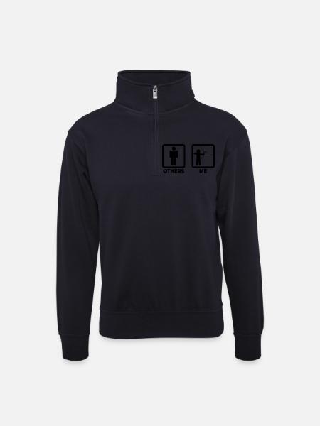 Funny archer - Unisex sweater with zip collar - dark navy
