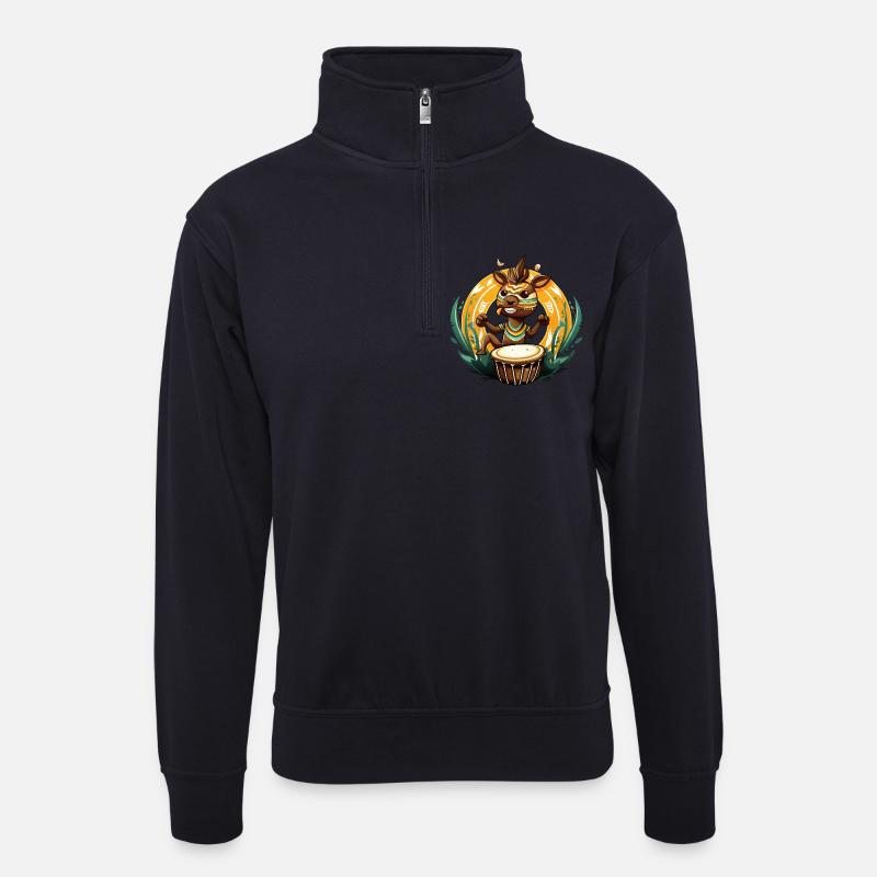 Trommelheld Tribalfohlen - Unisex Pullover mit Zip-Kragen - Dunkelnavy