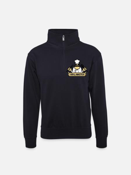 Grill Master (Grilling / Barbecue / BBQ / 3C) - Unisex sweater with zip collar - dark navy