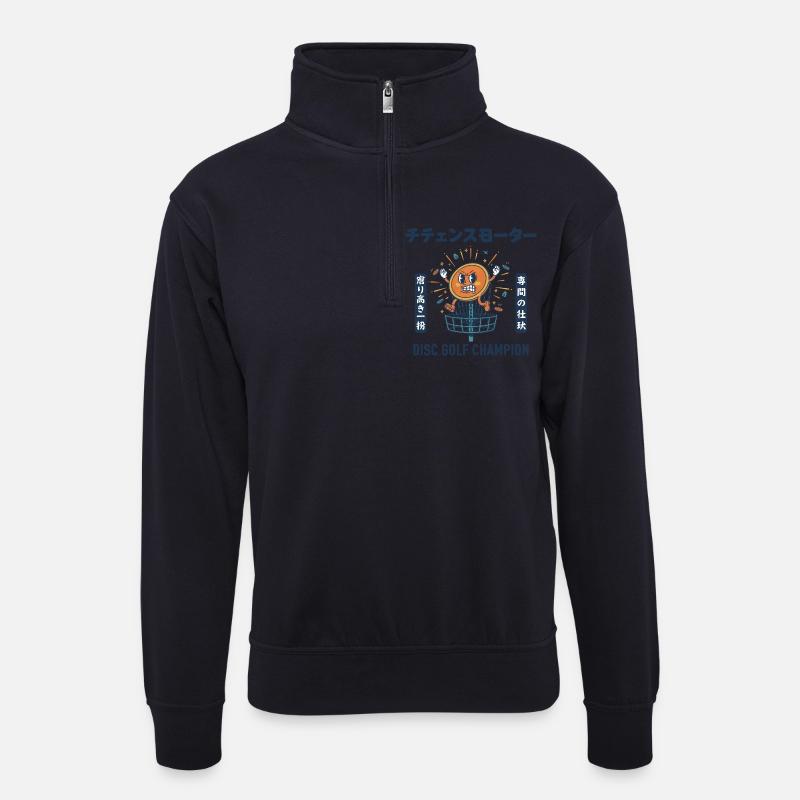 Disc-Golf-Champion lustiges Disc-Golfer-Design - Unisex Pullover mit Zip-Kragen - Dunkelnavy