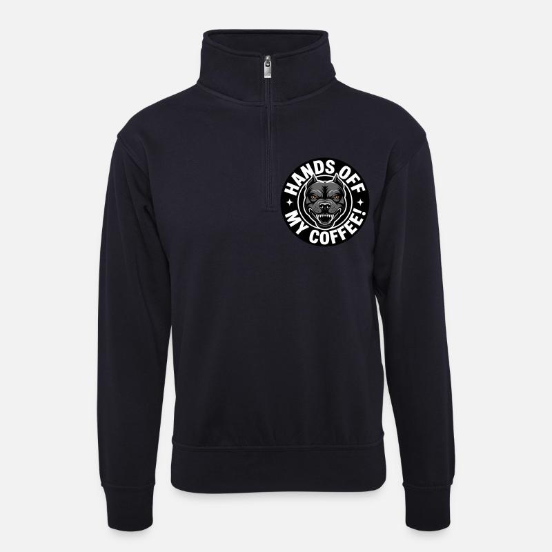 Lustiges Kaffee-Shirt mit wütendem Hund - Unisex Pullover mit Zip-Kragen - Dunkelnavy