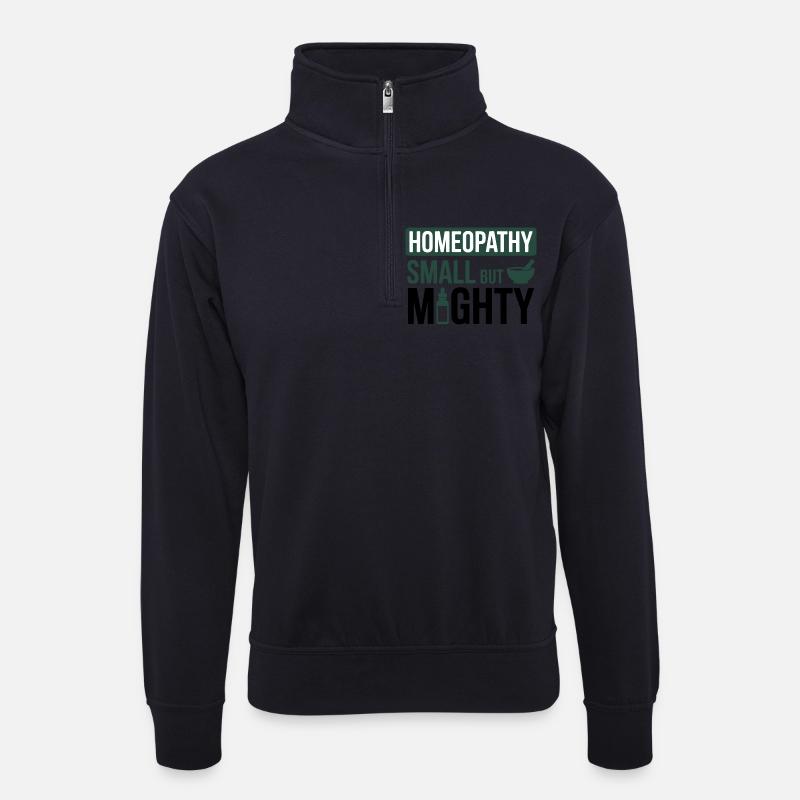 Homöopathie Klein, aber mächtiger Profi - Unisex Pullover mit Zip-Kragen - Dunkelnavy