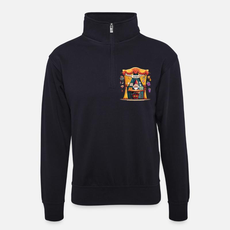 Wichtelmarkt: Magischer Stand - Unisex Pullover mit Zip-Kragen - Dunkelnavy