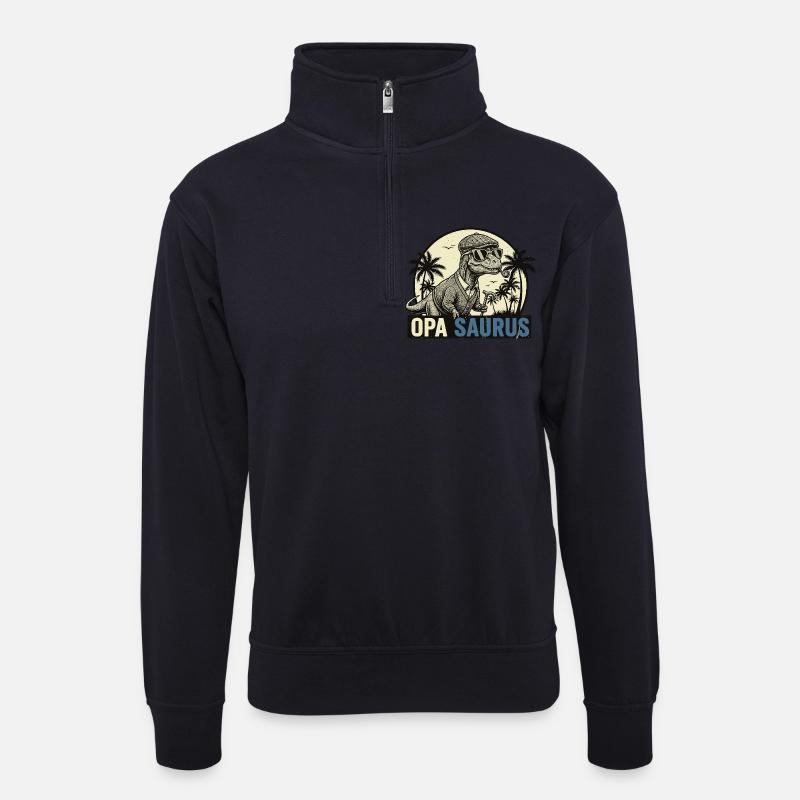 Opasaurus Rex – Lustiges Opa Dinosaurier Geschenk - Unisex Pullover mit Zip-Kragen - Dunkelnavy