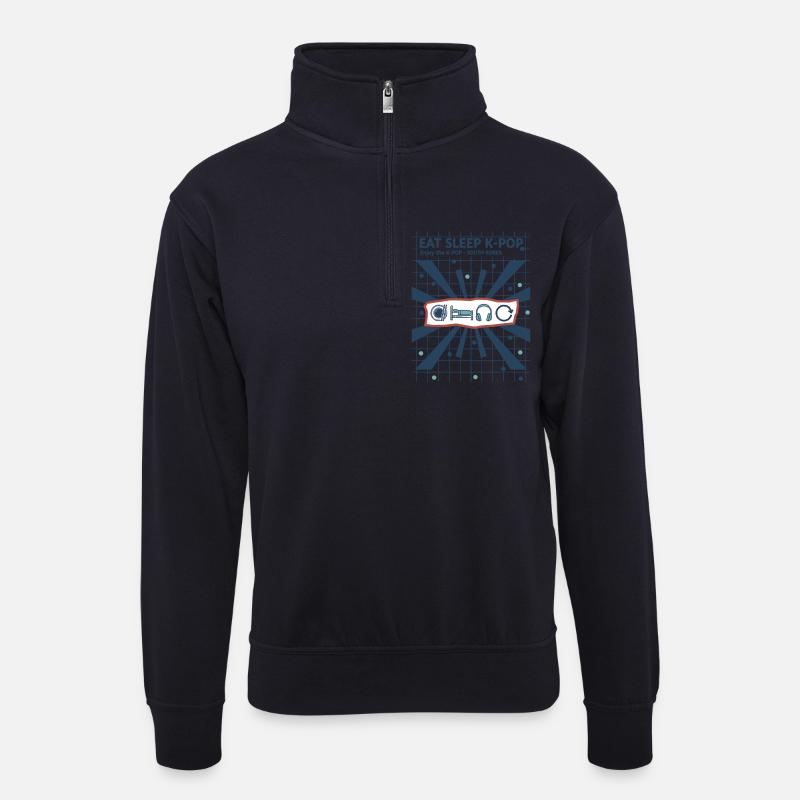 Mange, dors, K-Pop, profite du K-Pop, Corée du Sud, coréen - Sweat col montant zippé unisexe - bleu marine foncé
