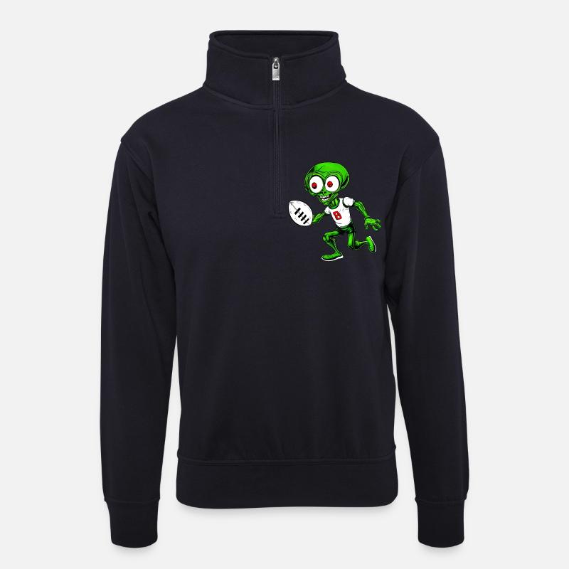 Rugbyspieler Alien - Unisex Pullover mit Zip-Kragen - Dunkelnavy